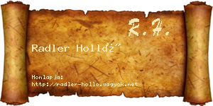 Radler Holló névjegykártya